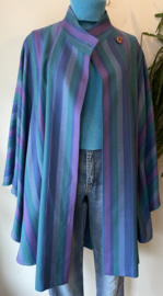 Vintage pure wool color stripe Poncho