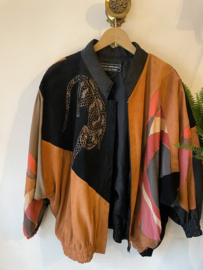 Vintage 80s Suède silk Leopard statement Jacket