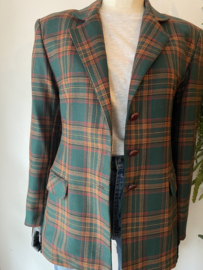 Vintage 80s green tartan wool blazer