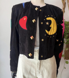 1980s Vintage Dino’z Suede patchwork studs Jacket