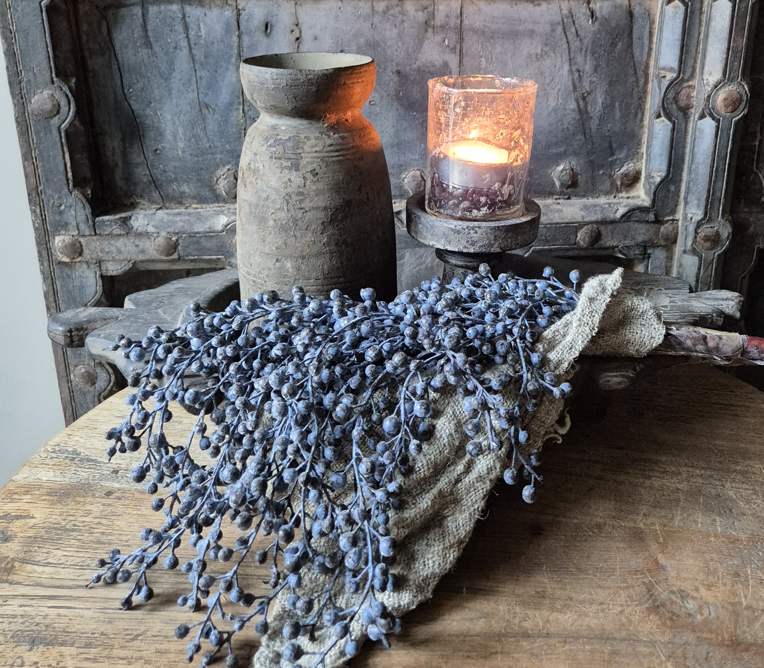 Kunst dadeltak blauw/grijs/zwart