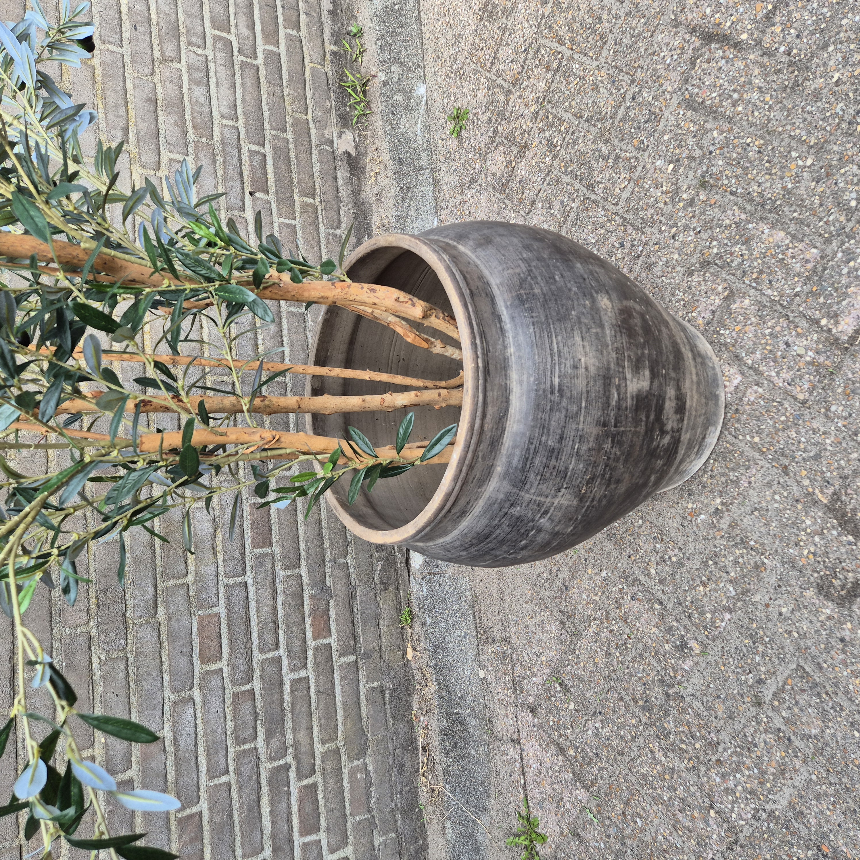Claypot India grijs / kleipot XL