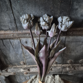 Kunsttulpen bosje grijs (parkiet)