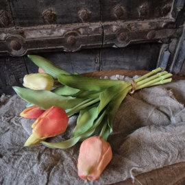 Kunsttulpen bosje zalm