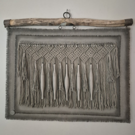 Kalkdoek macramé aan robuuste stok XL 1
