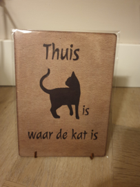 Houten kaart Kat Thuis