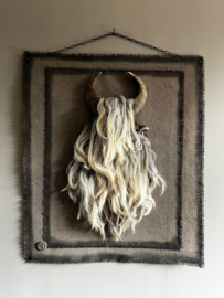 Kalkdoek met woltoef en hoorns 90x75