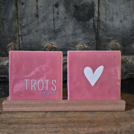 Houder hout 2 tegeltjes