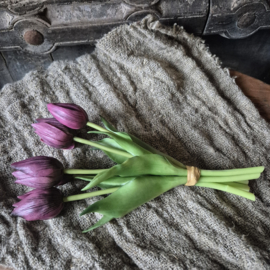 Kunsttulpen bosje paars/aubergine (klein)