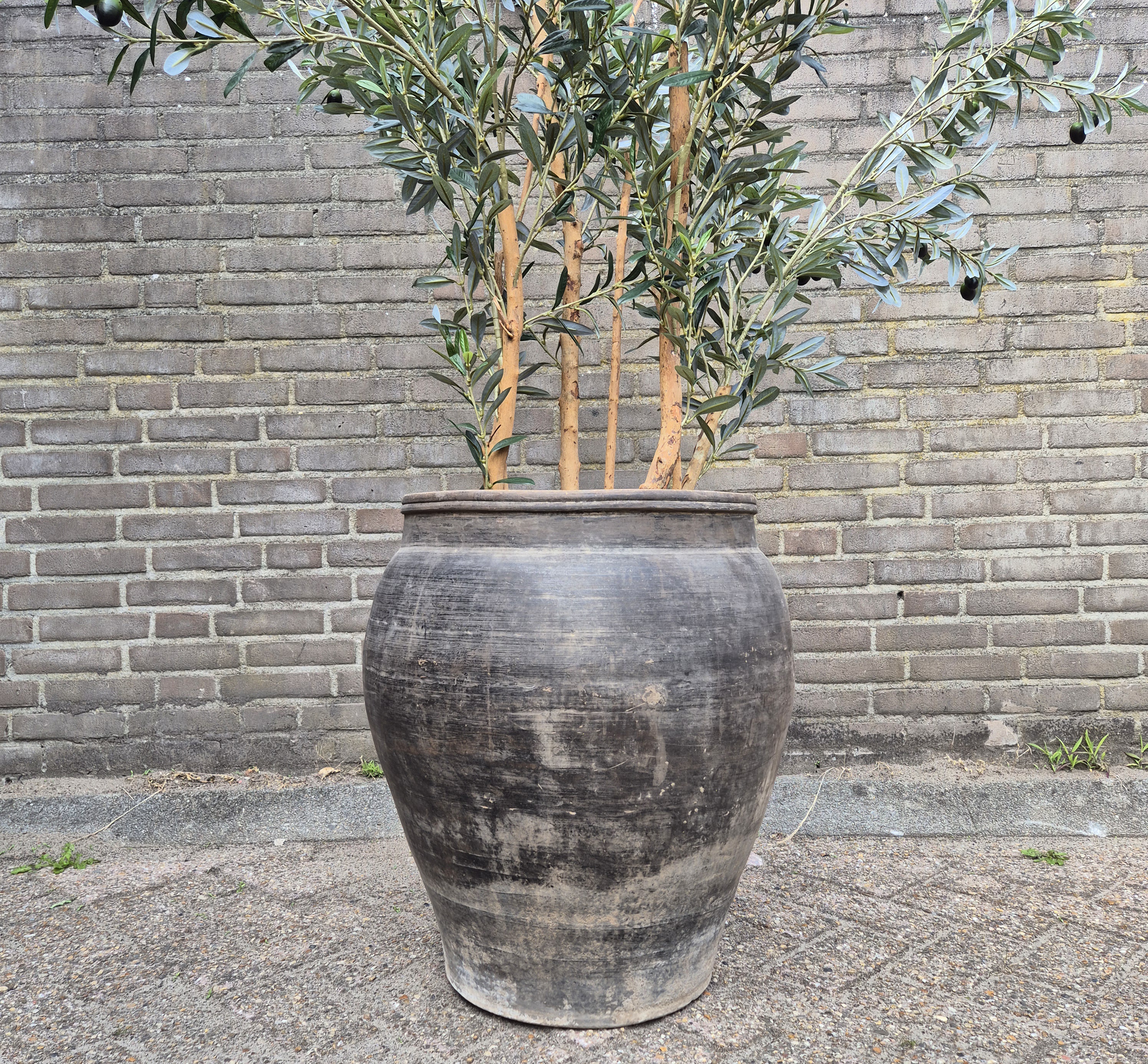 Claypot India grijs / kleipot XL