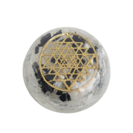 Orgonite Koepel Seleniet en Zwarte Toermalijn Mandala voor Bescherming (68 mm