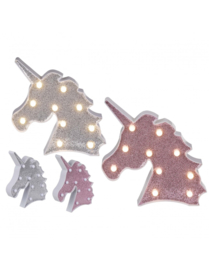 Plastic Eenhoorn ( Unicorn) lamp ( ZILVER)  Glitter