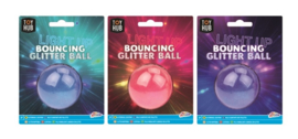 Glitter stuiter bal lichtgevend (PAARS)