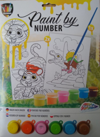 Colouring schilderen op nummer dieren Geel
