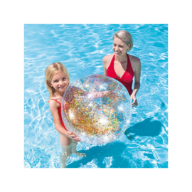 Opblaasbare strandbal met holografische glitter, D: ca. 50 cm (ROZE)