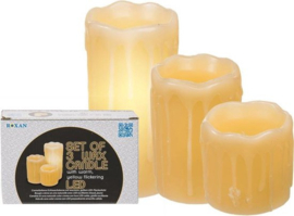 Set van 3 wax kaarsen met warm wit licht LED