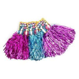 Pom Poms metallic (  Paars/roze of blauw)