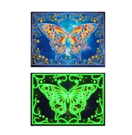 Diamond painting 'Glow in the Dark' 25x35  vlinder