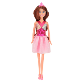 Tienerpop Lauren (Roze jurk, donker haar)