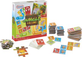 4-in-1 Kaartspellen voor Kinderen Jungle Kwartet - Memory - Domino - Puzzel  denkspel