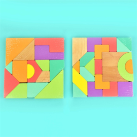 Rainbow wooden Blokken set 36 delig