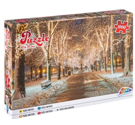 Puzzel 1000 stukjes winter laan met lampjes