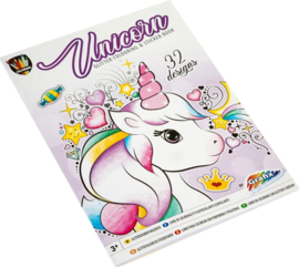 Glitter Kleur en stickerboek Eenhoorn/unicorn