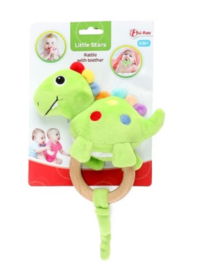 LITTLE STARS Baby rammleaar met houten bijtring 'Dino' +