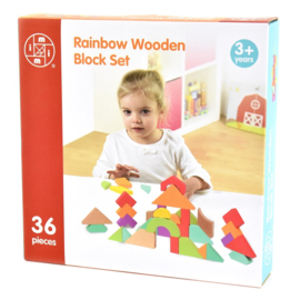 Rainbow wooden Blokken set 36 delig