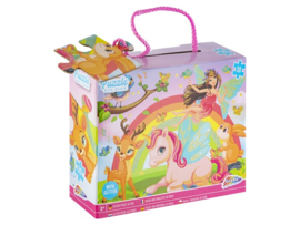 Glitter puzzel 30 stukjes unicorn met fairy (Regen)