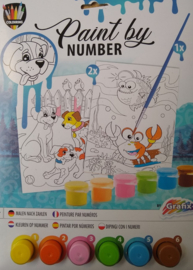 Colouring schilderen op nummer zeedieren en hondjes blauw