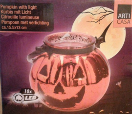Halloween pompoen met verlichting (glas)