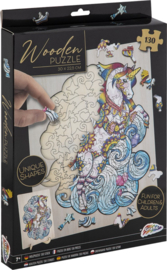 Houten puzzel Unicorn | unieke puzzelstukjes in vorm van fantasie thema