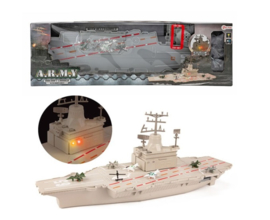 ARMY Vliegdekschip militair met licht en geluid en vliegtuigen