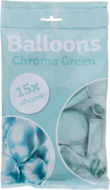 15 x Ballonnen groen Helium Ballonnen Chrome Groen Green - 23 cm