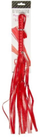 Zweep leer op kaart 30X8CM - WHIP 50CM ROOD