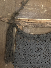 Macramé wanddoek  - grijs (muntjes/belletjes)