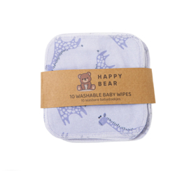 10x Wasbare doekjes Blue giraffe  - Happy Bear