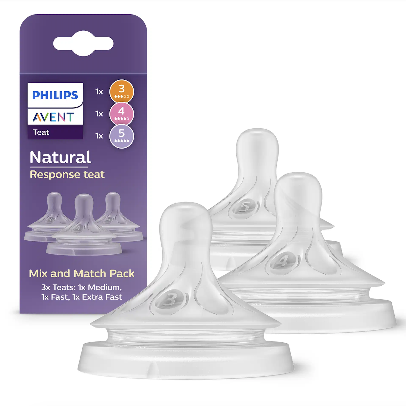 *maat 3 + 4 + 5 - Spenen Natural 3x - Philips Avent*