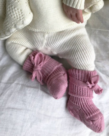 *Wollen striksokken newborn - rosa - Hirsch natur*