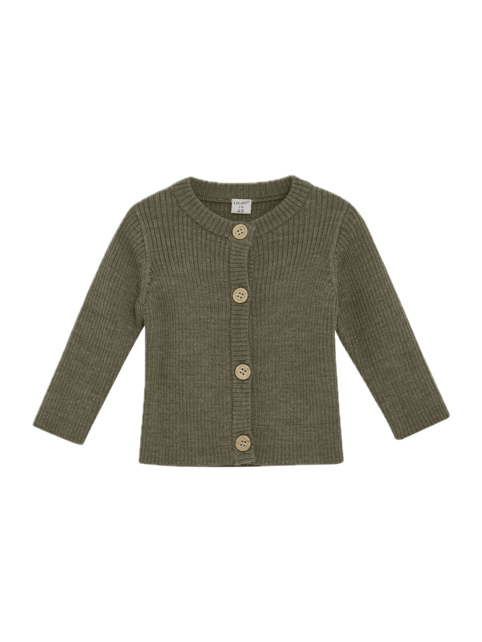 *Vestje merinowol dusky green - CeLaVi*