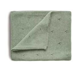 *80 x 100 cm - Katoenen deken Pointelle sage - Mushie*