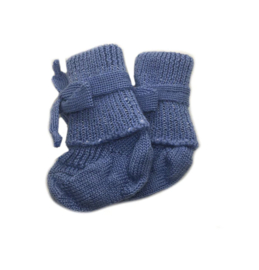 *Wollen striksokken newborn - skyblue - Hirsch natur*