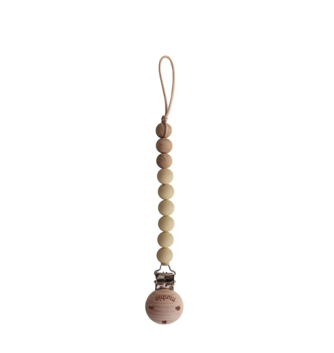 *Fopspeenketting Eva muted yellow - Mushie*