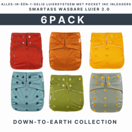 *Set 6x pocketluier - down to earth - SmartAss diapers*