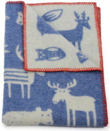 *Wollen wiegdeken Forest blauw - Klippan*