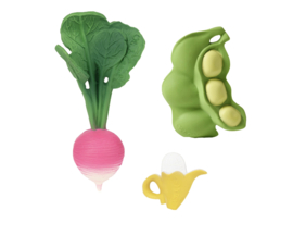 *Cadeauset 3 bijtspeeltjes radijs/ edamame/ banaan - Oli & Carol*