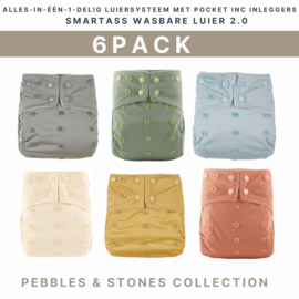 *Set 6x pocketluier - pebbles & stones - SmartAss diapers*