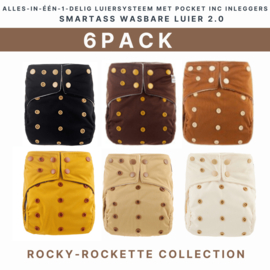 *Set 6x pocketluier - rocky rockette - SmartAss diapers*