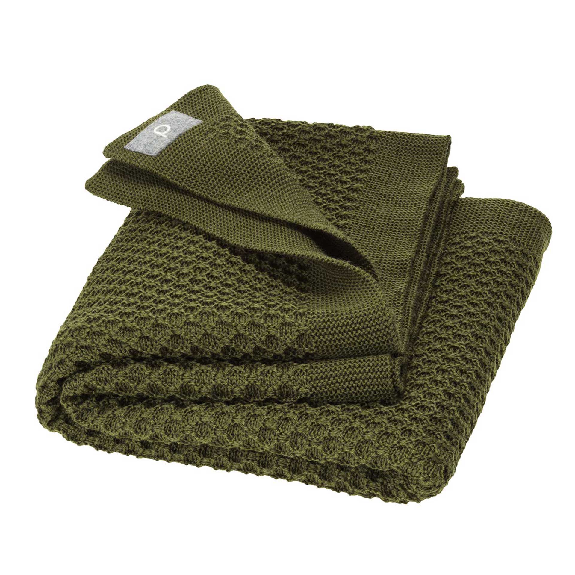*80 x 100 cm - Wollen deken honeycomb small olive - Disana*